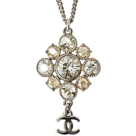 CHANEL 09C Coco Mark Necklace Silver Women's - Picture 1 of 3